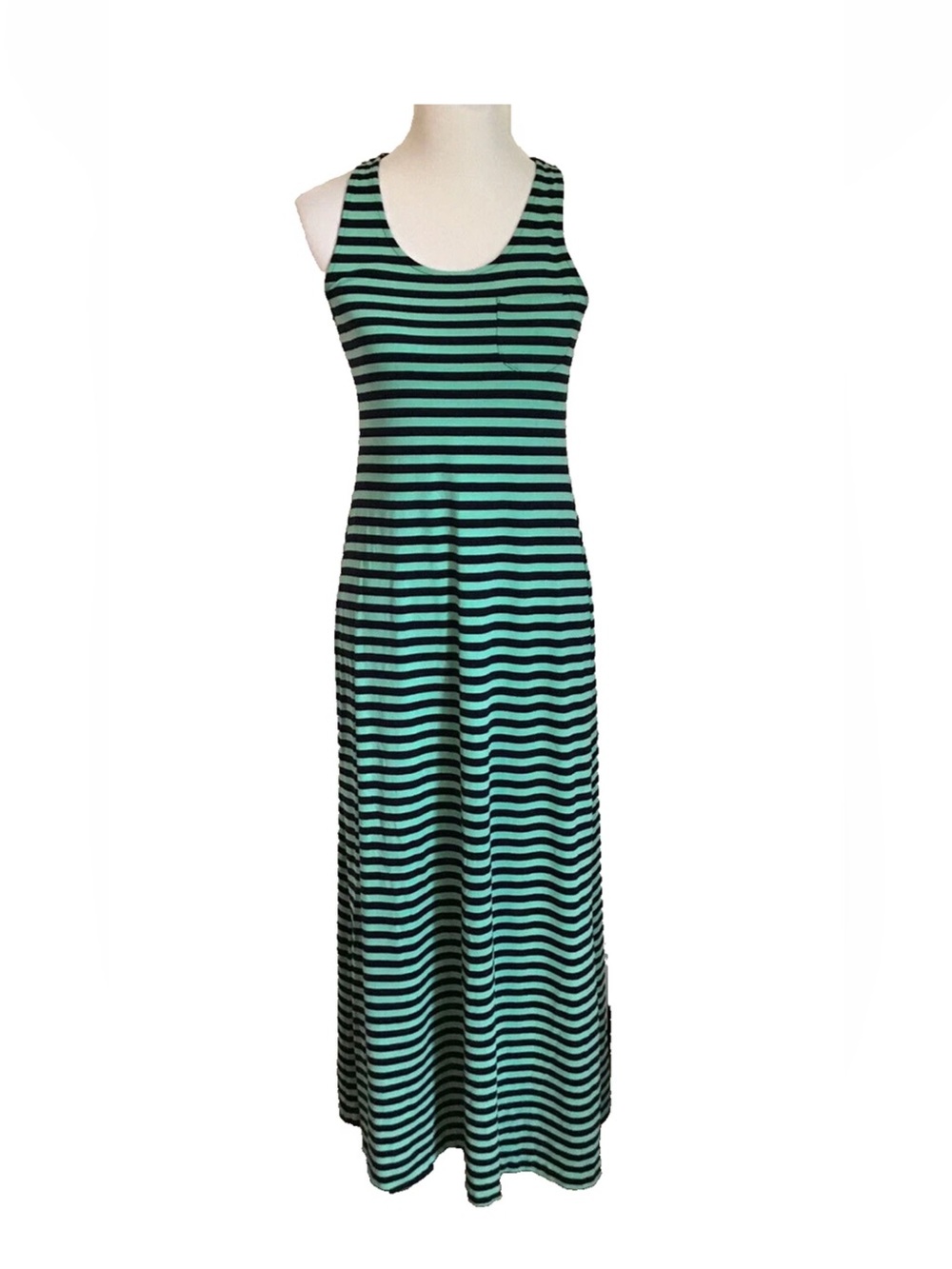 The Limited Navy Blue Green Striped Dress Sz Small